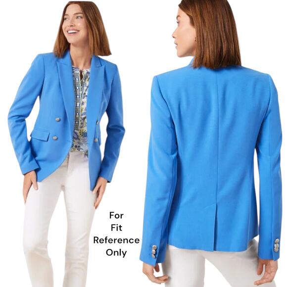 Talbots Tailored Stretch Double Breasted Blazer Jacket Blue Size 14W - Picture 3 of 9